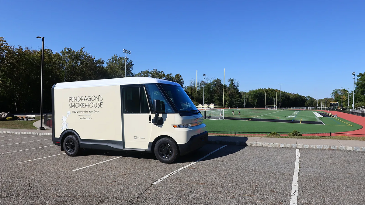 Pendragon BBQ Delivery van parked in front of Panther Park in Cedar Grove NJ