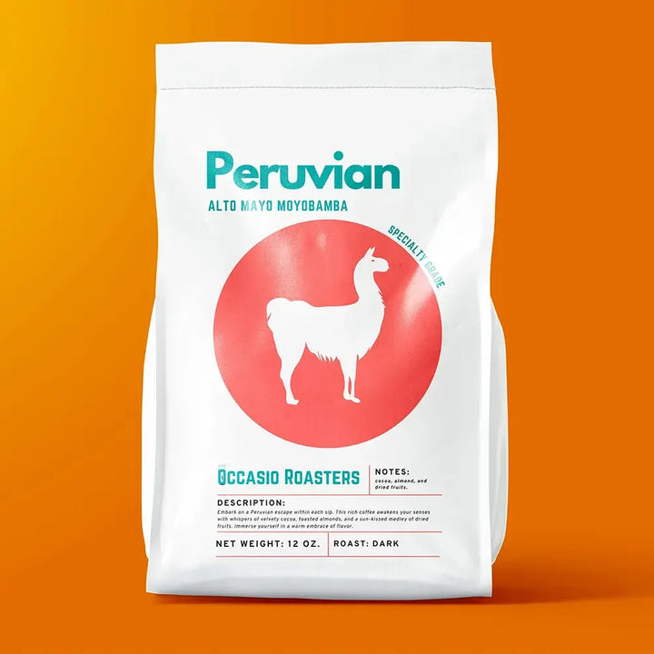 Bag of Peru single origin espresso beans from Occasio Roasters