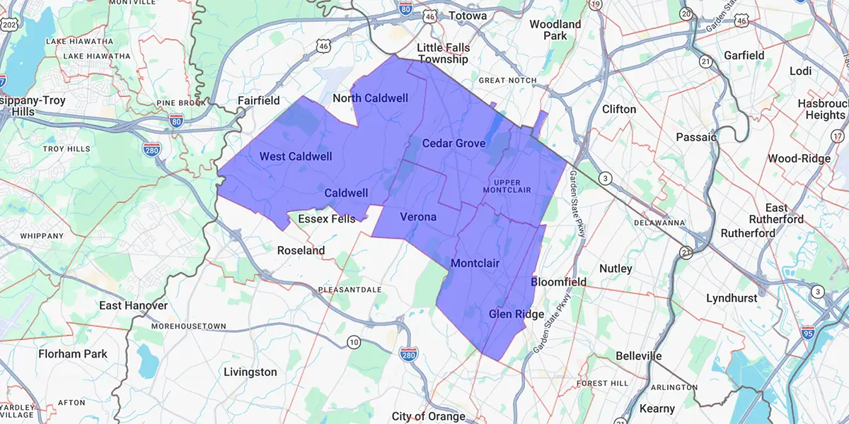 Map showing delivery routes in Northern New Jersey