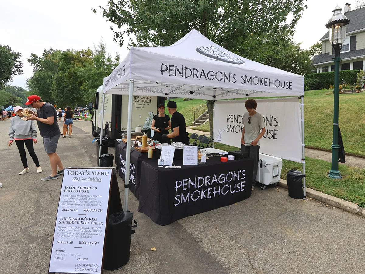 Pendragon's block party and event tent setup in Caldwell